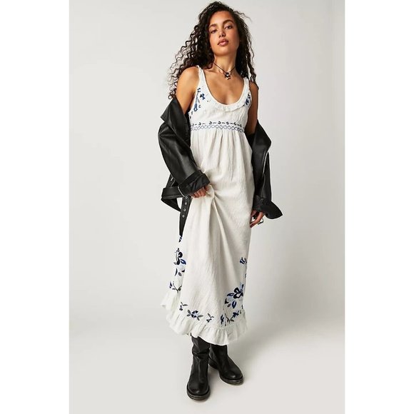 Free People White and Blue Floral Maxi Dress - Picture 2 of 14